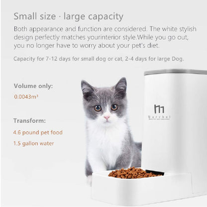 Cat Dog Feeder and Waterer Pet Self-Dispensing, Cat Food Dispenser, Automatic Cat Feeders, Outdoor Sun Protection Design Gravity Food Feeder and Waterer Set (Feeder+Waterer)